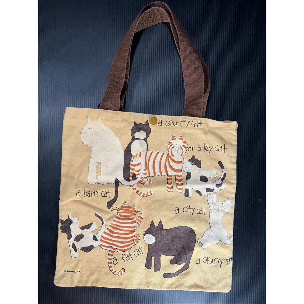BAG Vtg Freelance 1978 CAT Yellow Tote Bag Alley, City, Skinny, Fat, Barn
